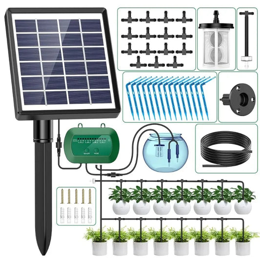 Kit d'irrigation solaire intelligent pour plantes en pot, dispositif d'arrosage chronométré bricolage, 6V, 2W, batterie 1800mAh intégrée. AMANE