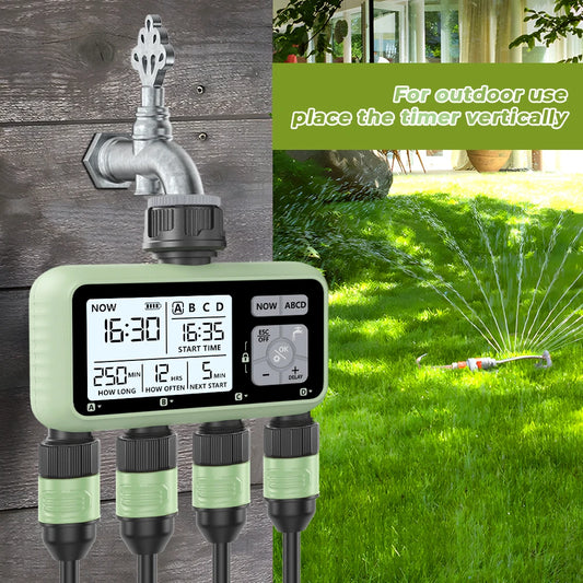 Minuterie d'irrigation intelligente pour jardin extérieur Eshico HCT-379 à 4 sorties Quatre interfaces indépendantes pour une installation facile des outils de jardin. AMANE