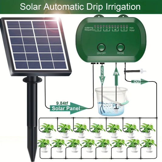 Nouveau Kit d'irrigation goutte à goutte, système d'irrigation solaire de jardin, utilisé pour l'irrigation goutte à goutte automatique des plantes de serre de balcon. AMANE